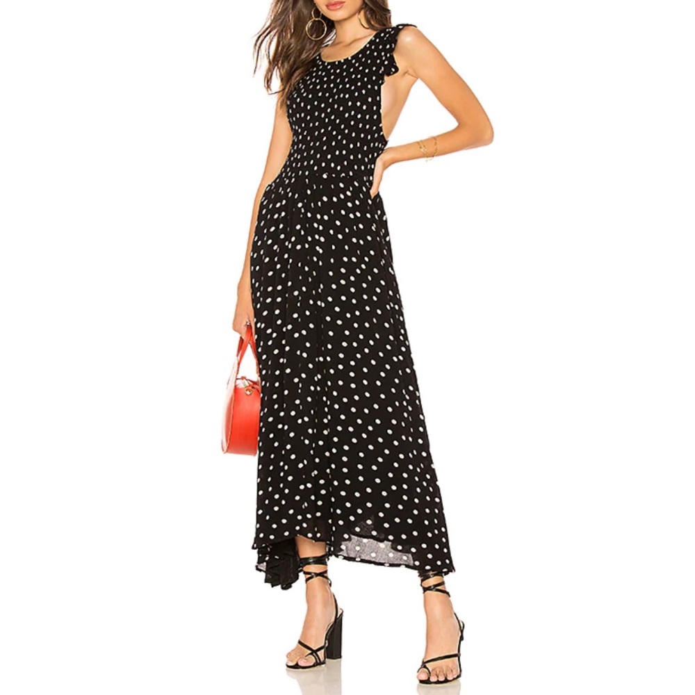 Free People Butterflies Chambray Polka Dot Midi